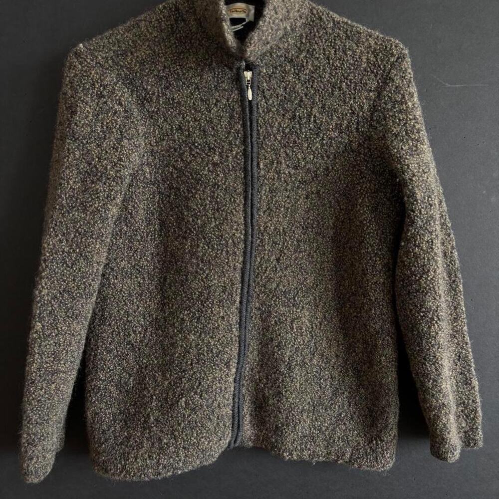 Vintage Talbots Made in Italy Wool Blend Bouclé Zip Jacket — Size S